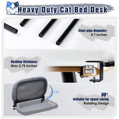 IPOW cat desk bed non-slip base ensures stable lounging on any floor