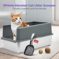 iprimio cat litter scoop with non-stick coating for easy waste release and quick cleaning