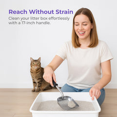 iprimio Monster Metal Cat Litter Scoop durable lightweight build lasts through daily litter cleanups.