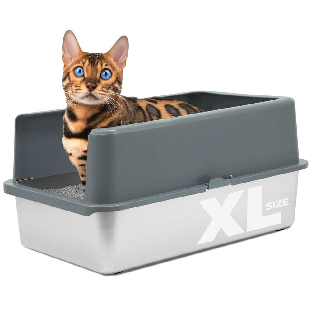 iprimio XL stainless steel litter box with lid, spacious for big cats and easy to tidy