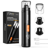 IREDOON dog nail grinder with LED display shows battery level and speed setting.