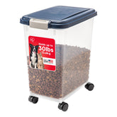IRIS USA airtight dog food container front view shows accessibility and freshness.