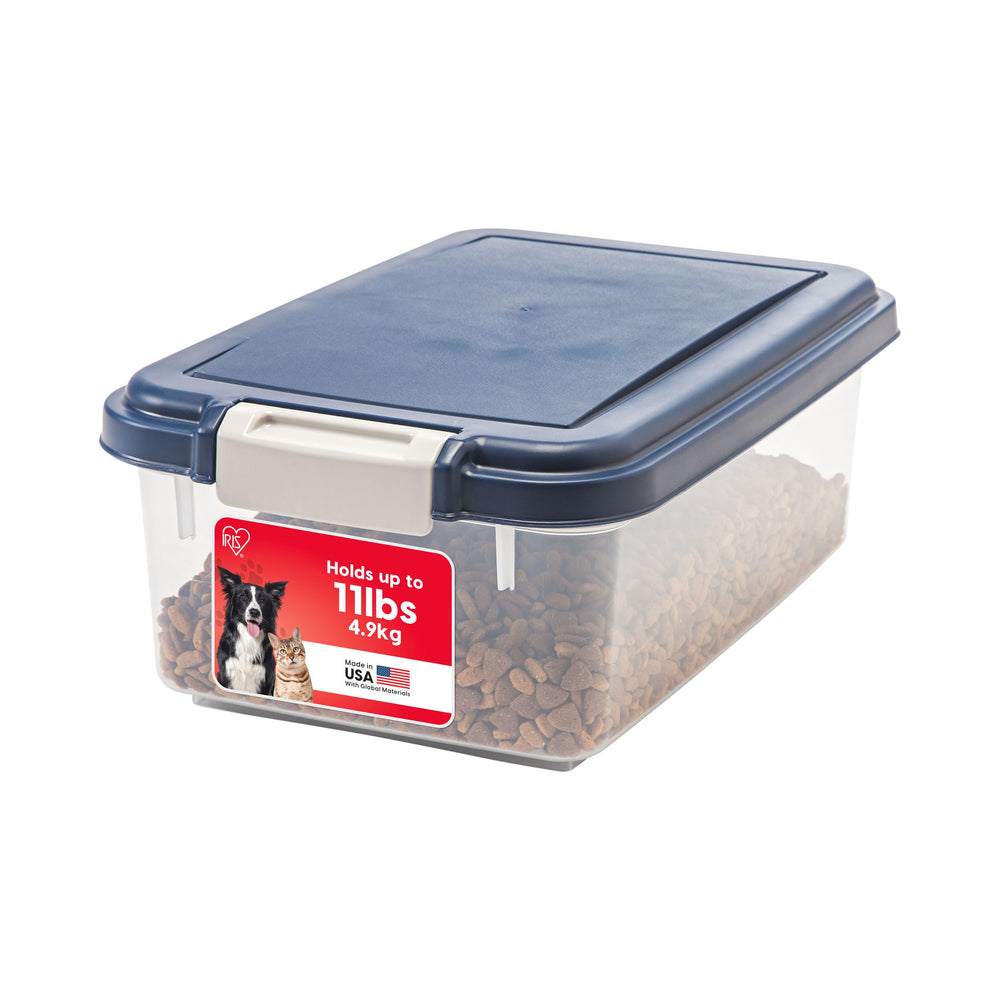 IRIS USA Airtight Pet Food Container front view preserves freshness and fits pantry spaces.