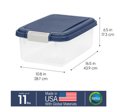 IRIS USA Airtight Pet Food Container lid open shows foam seal and easy access.