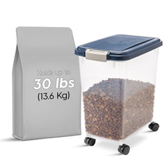 IRIS USA attachable wheels enable easy rolling of the storage bin.