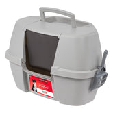 IRIS USA Cat Litter Box corner design saves space with compact placement.