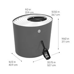 Enclosed IRIS USA litter box design that blends with home decor.