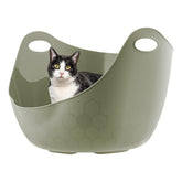 IRIS USA cat litter box with high walls minimizes scatter and messes.