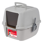 IRIS USA cat litter box large with front door flap enhances odor control and keeps floors clean.