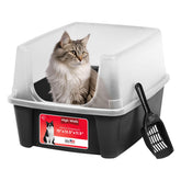 IRIS USA large open top cat litter box interior view showing roomy space