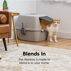 IRIS USA cat litter box large secured by buckles for stable movement and setup.