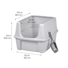 IRIS USA cat litter box tall-walls reducing litter scatter