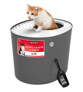 IRIS USA cat litter box with top-entry lid, reducing litter spread and boosting privacy.
