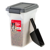 IRIS USA dog food container with airtight lid preserves freshness and blocks moisture.