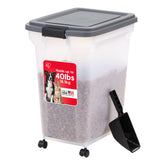 IRIS USA dog food storage container front view, compact pantry-friendly design.