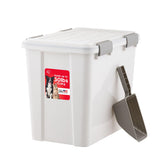 Iris USA WeatherPro lid seals dry food for freshness and pest protection.