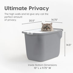 IRIS USA enclosed design promotes cat privacy and odor containment.