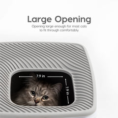 IRIS USA white and gray cat litter box offering privacy and comfort.