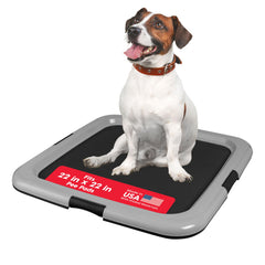 IRIS USA Pee Pad Holder tray front view showing sturdy, easy-to-clean training space