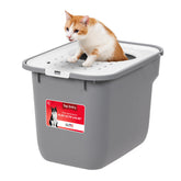 IRIS USA top-entry litter box lid emphasizes privacy and minimizes mess.