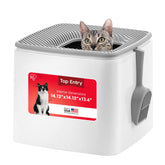 IRIS USA top-entry litter box with side scoop hook for quick cleaning.