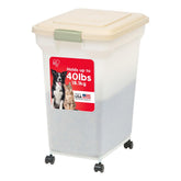 IRIS USA WeatherPro 55-quart container with lid keeps pet food fresh.