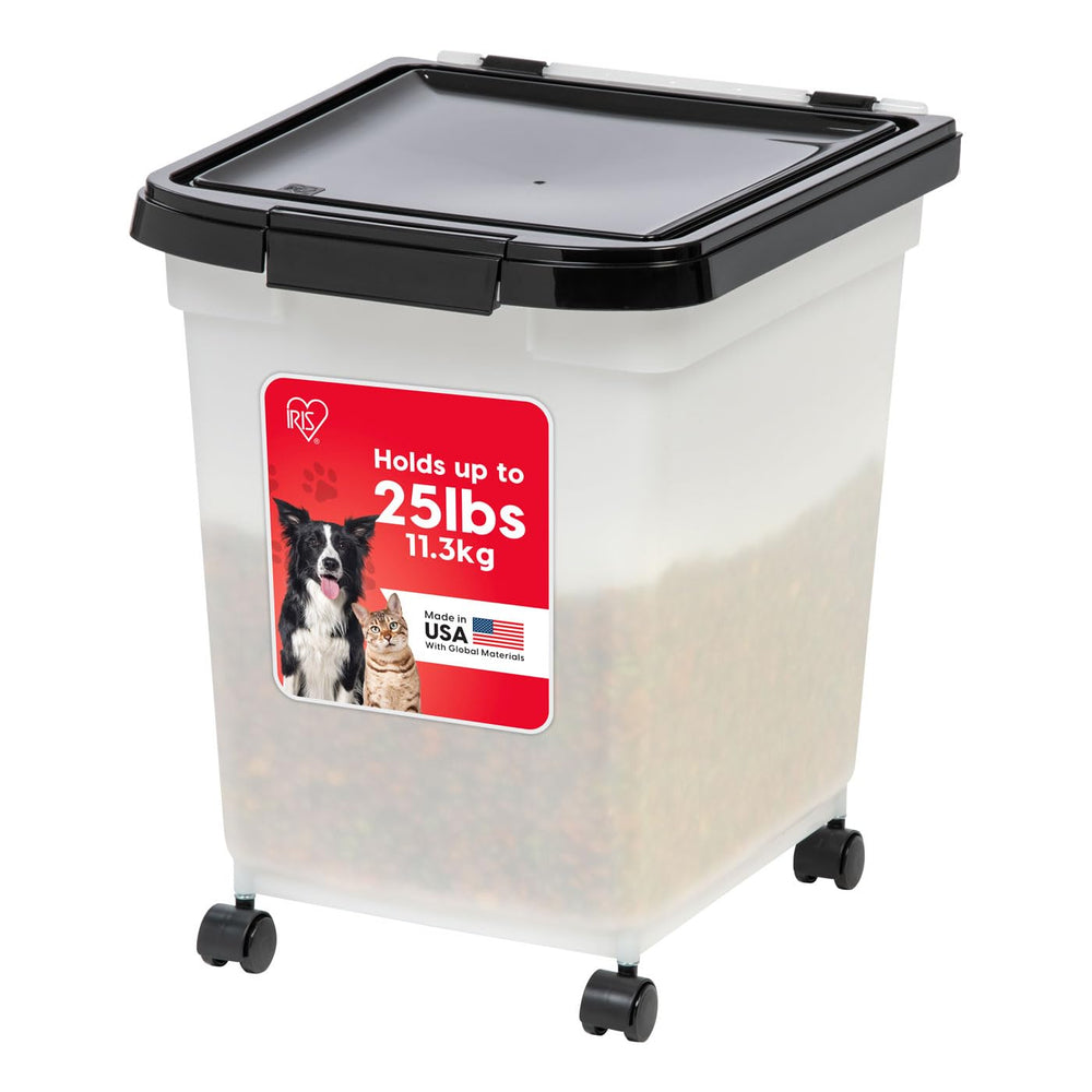 IRIS WeatherPro pet food container lid-seal keeps kibble fresh and dry.