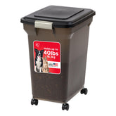 IRIS WeatherPro 55-quart container with lid keeps dry pet food fresh.