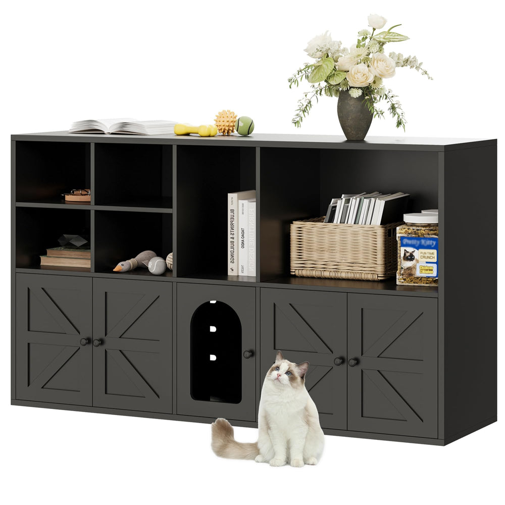 IRONCK cat litter box enclosure with two compartments for two cats