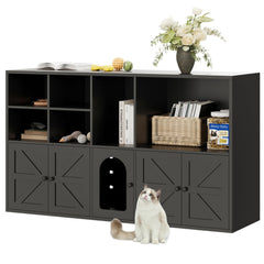 IRONCK cat litter box enclosure with two compartments for two cats