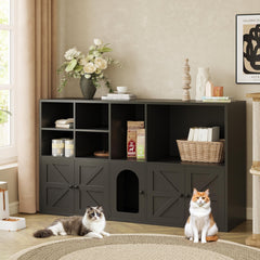 IRONCK storage compartments keep cat supplies organized and within reach