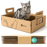 IRRESTRICO 6-pack folded disposable litter box, compact for travel.