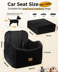 Ishineon dog car seat side view showing stable booster in vehicle