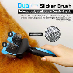 iToleeve brush removes loose undercoat with soft bristles.