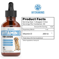iVitamins Vitamin D for Dogs drops illustrating quick absorption aiding calcium