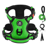 IVY&LANE No Pull Harness front view in green for easy wearing and control