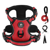 IVY&LANE No Pull Harness with front view on red small dog, easy on/off