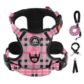 IVY&LANE No Pull Harness with checkered pink design for comfortable small dog walks