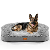 iweepet oval orthopedic dog bed top view in grey for extra large breeds