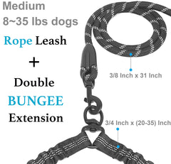 Double bungee extension stretches 20β35 inches for comfortable pacing in dog walks.