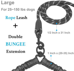 iYoShop Dual Dog Leash with double bungee extension provides comfortable stretch.