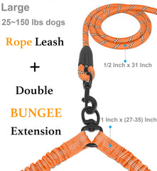 iYoShop Dual Dog Leash double-bungee extension improves shock absorption during active walks.
