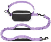 iYoShop hands free dog leash with zipper pouch in lavender, ideal for hands-off walking.