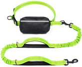 iYoShop hands free leash with zipper pouch in green for quick access to essentials