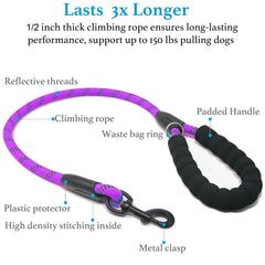 iYoShop heavy-duty climbing rope leash stands up to energetic dogs and is easy to clean.