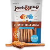 Jack&Pup 6 Inch Bladder Bully Stick close-up showing natural texture for teething puppies