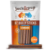 Jack&Pup 6-Inch bully sticks pack hero for large dogs.