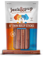 Jack&Pup 6-inch thin bully stick for small dogs, small-dogs-pack-01, supports dental health.