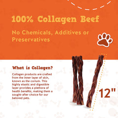 Close-up of texture on Jack&Pup braided collagen chew for dogs.