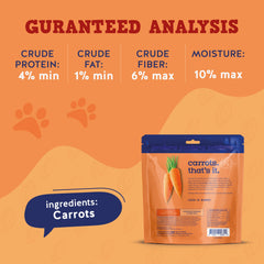 Jack&Pup Carrot Treats for Dogs Pack, single-ingredient chew ideal for sensitive pups.